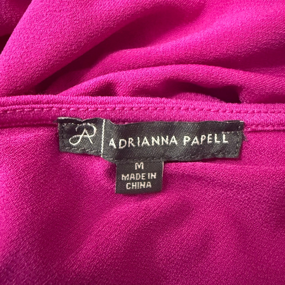 Adrianna Papell Blouse Medium Magenta Pink Long Sleeve Ruffle Shoulder Blouse - Picture 5 of 7